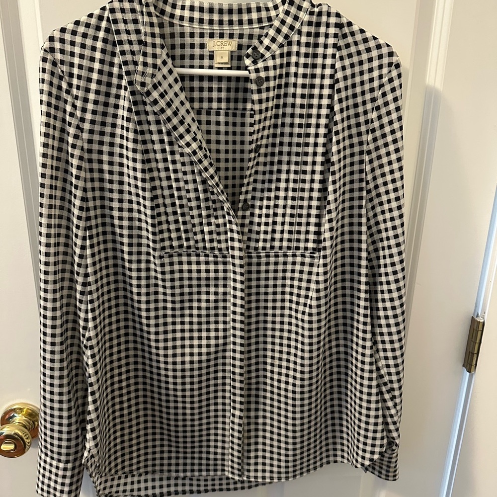 J. Crew Black and White Gingham Shirt